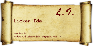 Licker Ida névjegykártya